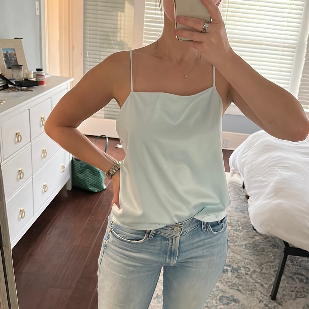 Zara Blue Satin Tank Size Small